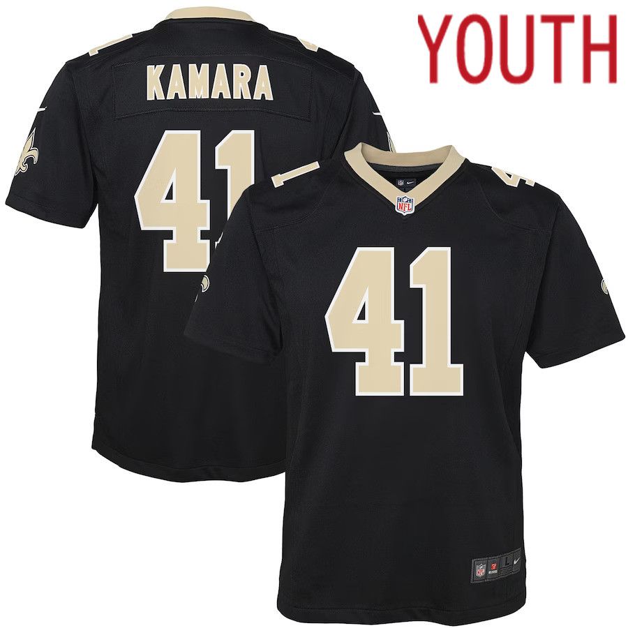 Youth New Orleans Saints 41 Alvin Kamara Nike Black Game NFL Jersey